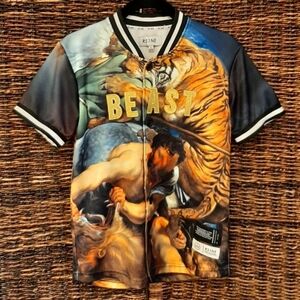 RS1NE Shirt Large Rise As One Beast Streetwear Emo Artsy Tiger Gothic Punk Goth